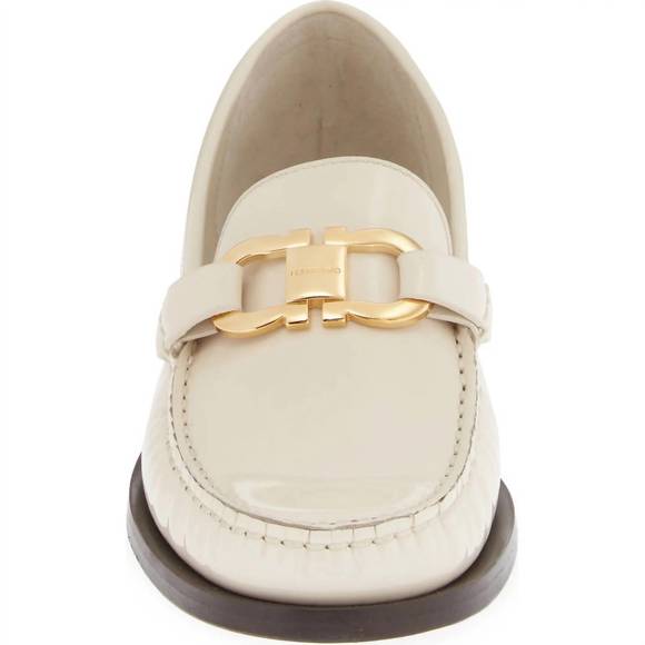 NEW SALVATORE FERRAGAMO women's maryan bit patent leather loafer shoes in mascar - Picture 2 of 3
